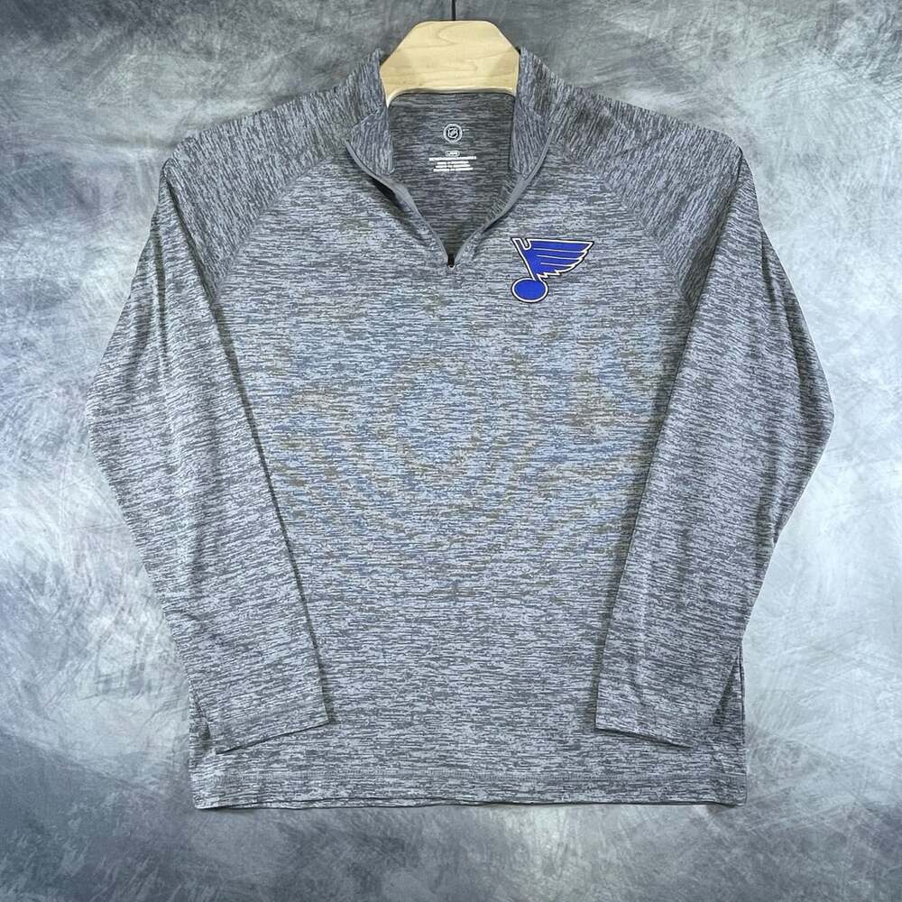 NHL St Louis Blues 1/4 Zip Pullover Size L Gray Long Sleeve Hockey
